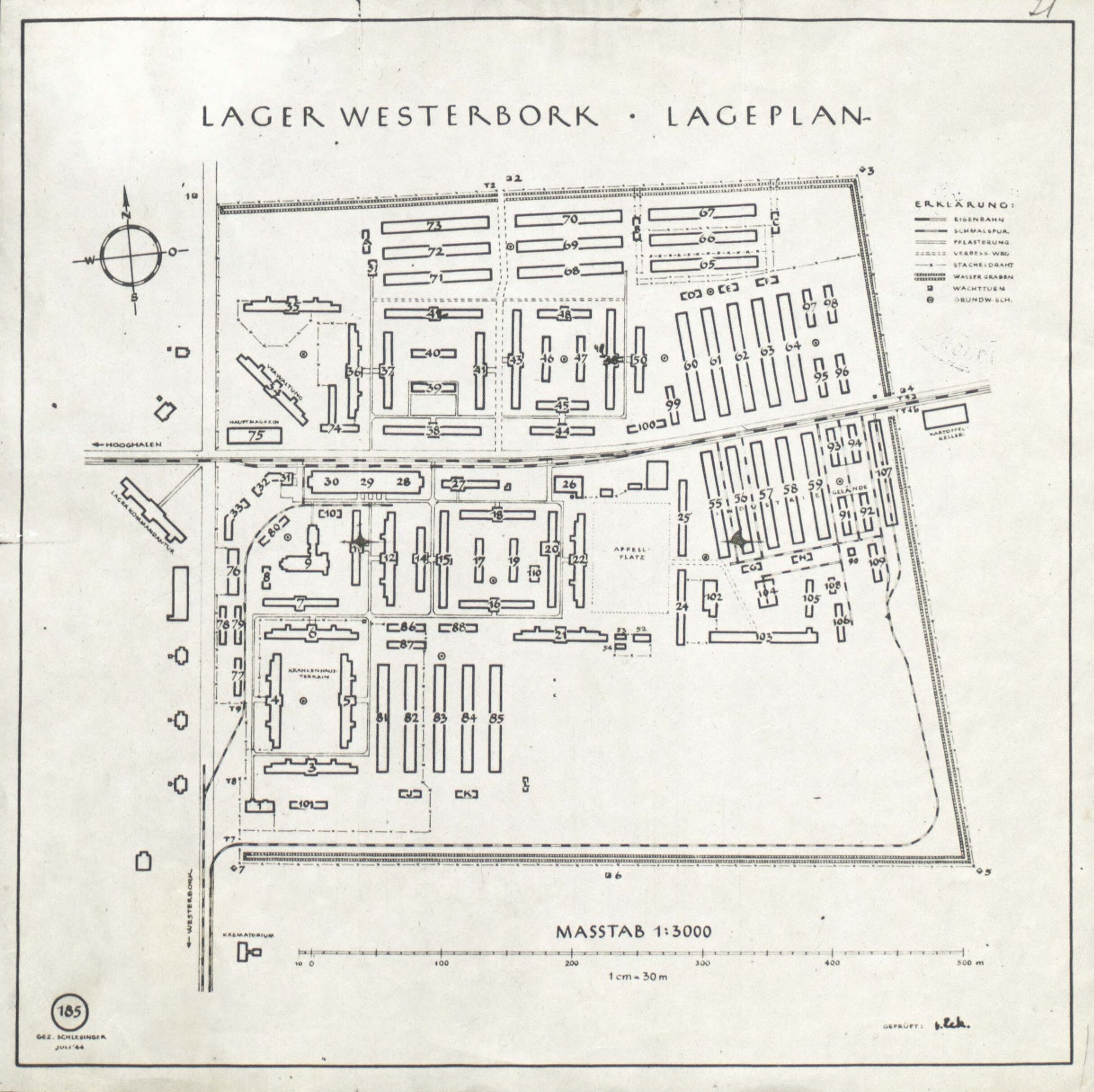 Map of Camp Westerbork, July 1944.