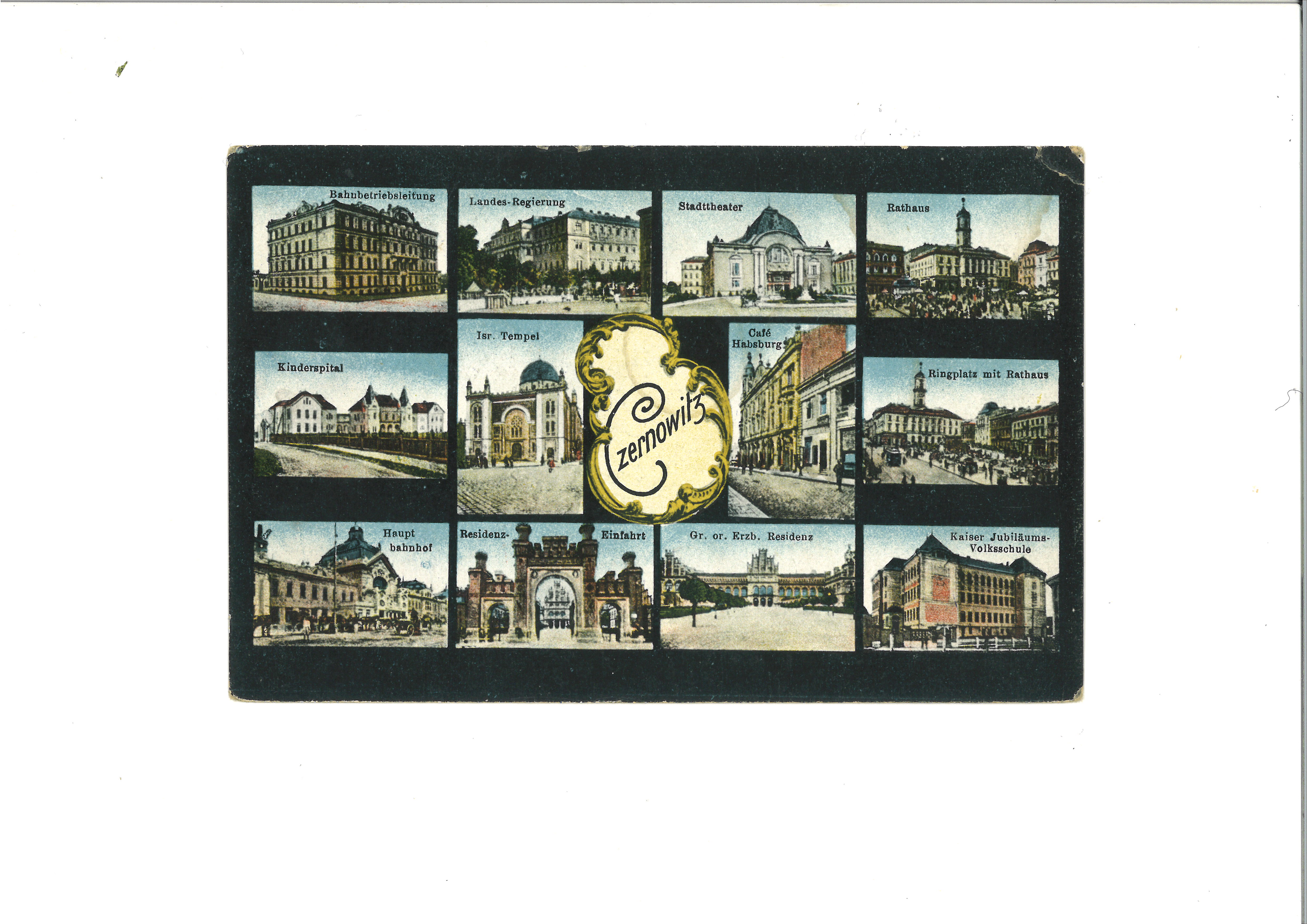 Postcard of the old city of Czernowitz (presentday Chernivtsi)