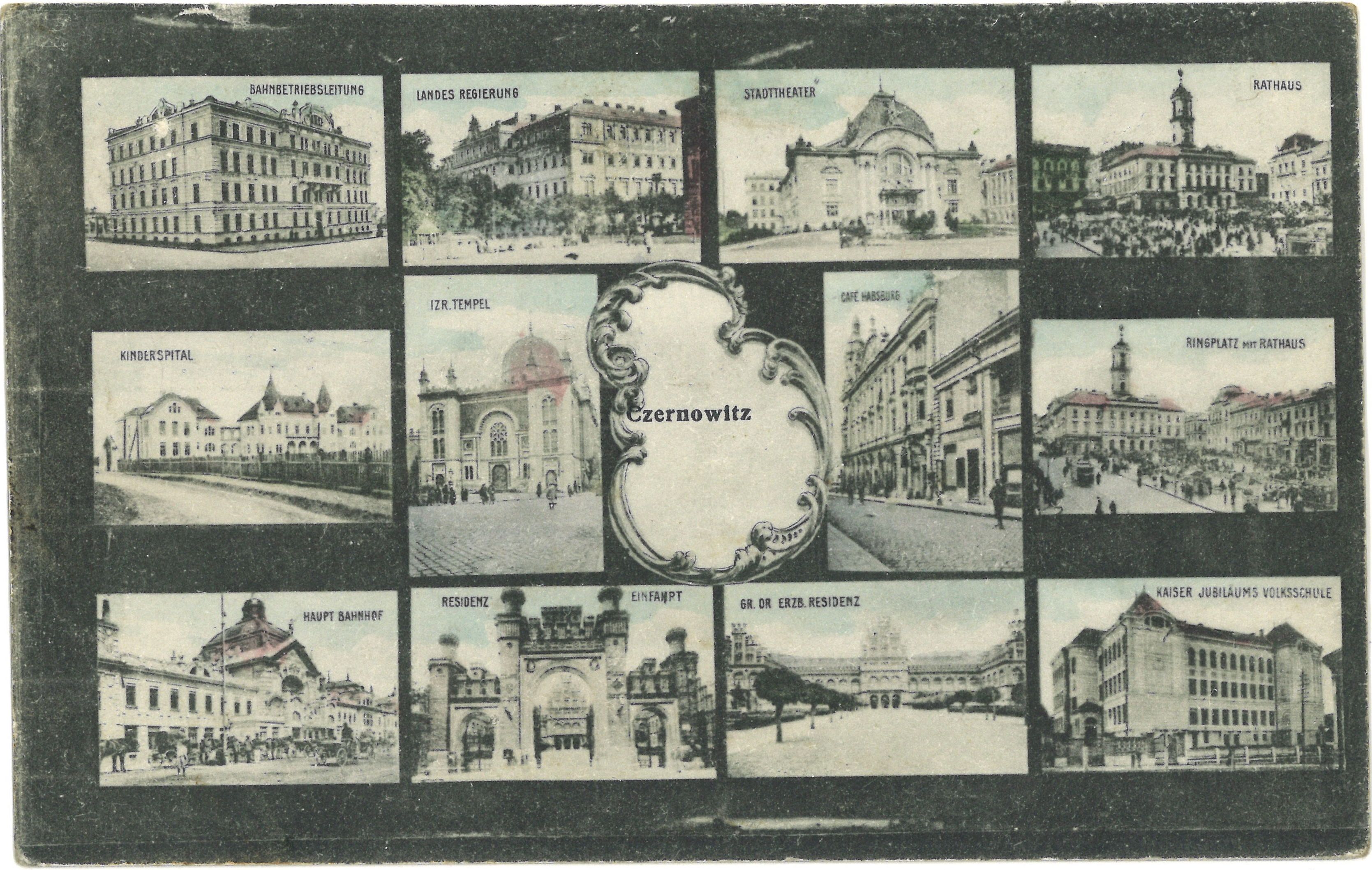 Ansichtkaart van het oude Czernowitz (nu: Tsjernivtsi)