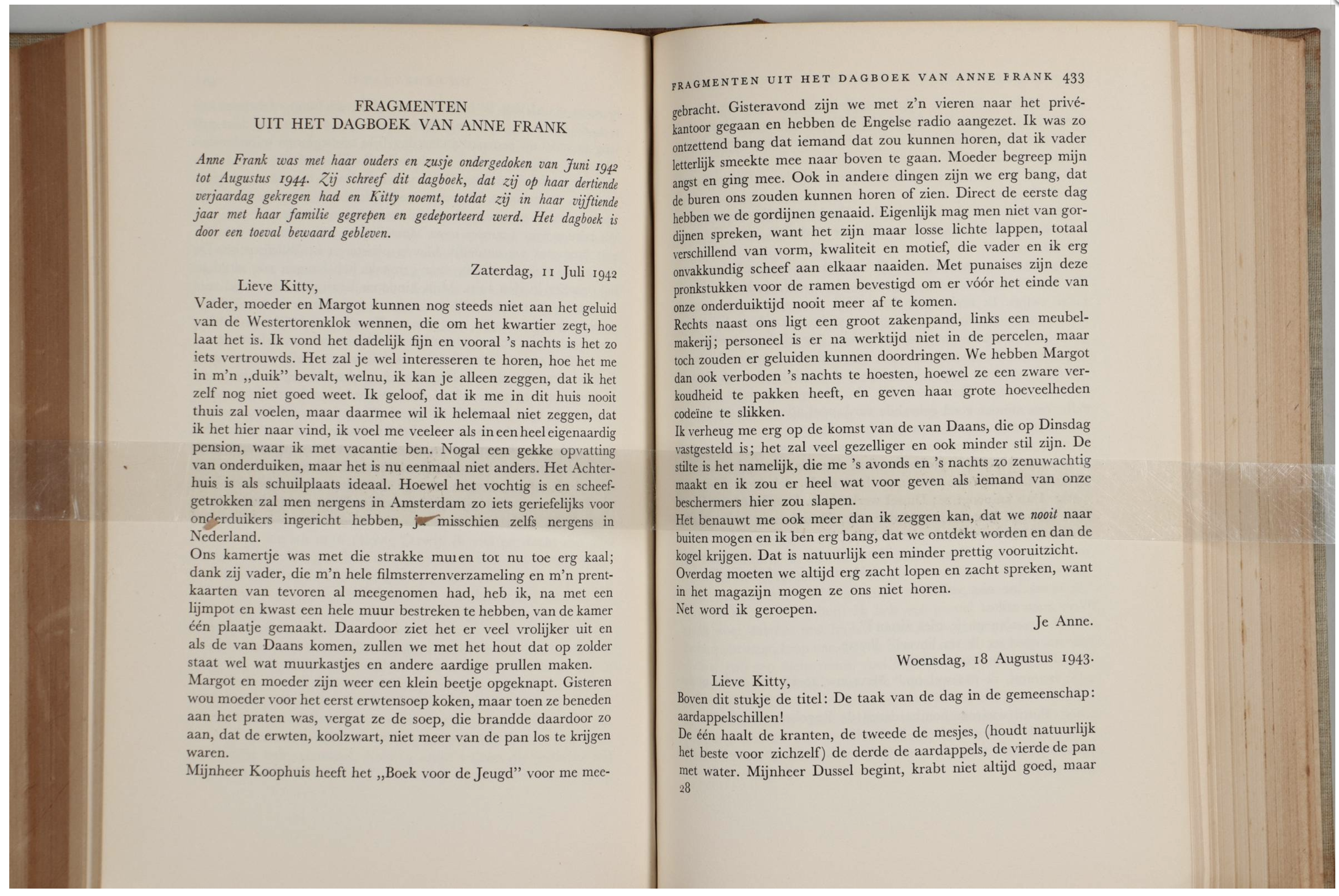 Publicatie van Annes dagboekaantekeningen in "De Nieuwe Stem", Jaargang 1, nr 6, 1946.