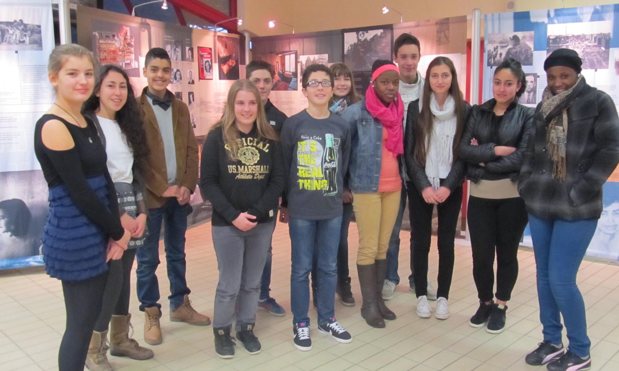 Peer guides at the Anne Frank – A History for Today exhibition in Montluçon (January 2015)