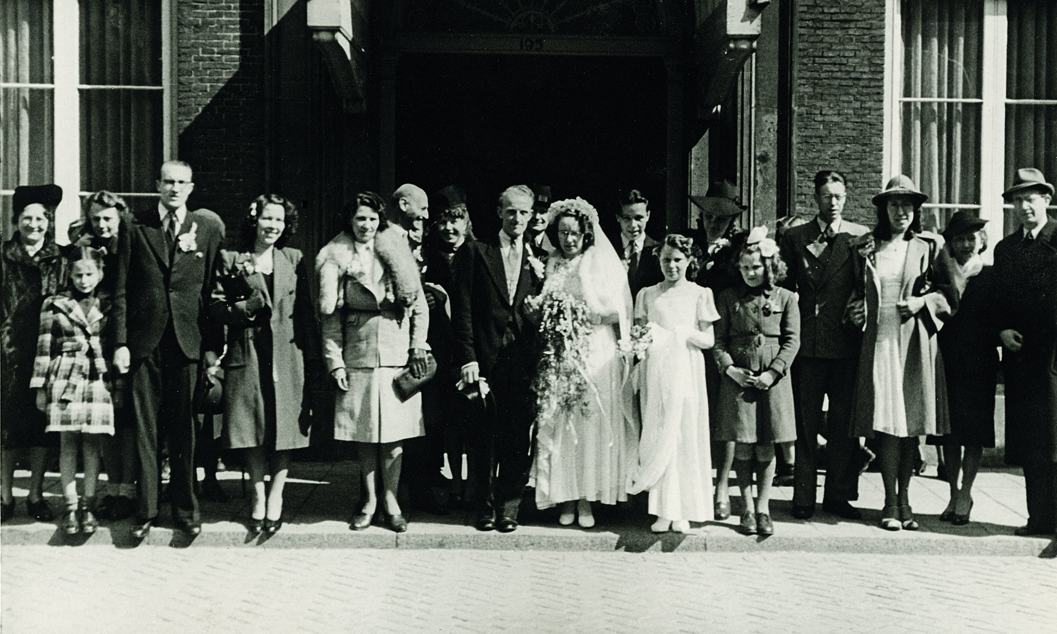 The wedding of Bep Voskuijl and Cor van Wijk, 15 May 1946.